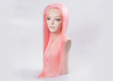 Chine Perruques de cheveux colorées par vague droite soyeuse, perruques humaines de dentelle de couleur rose pleines avec des cheveux de bébé fournisseur