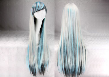 Chine longues perruques colorées multi de cheveux de 100cm, perruques synthétiques colorées par vague droite soyeuse fournisseur